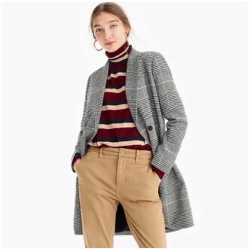 JCrew Gray Plaid Wool Peacoat